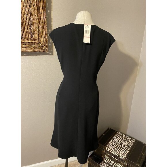 Anne Klein Dress Black 10 V Neck A Line Career Party Wedding NWT NEW $295 - Picture 11 of 12